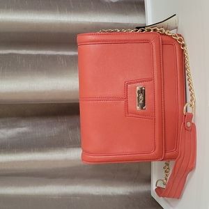 BCBG Red Crossbody Purse with gold strap